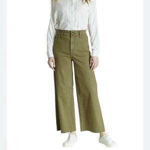 OAT New York High Rise Wide Leg Crop Pants Army Olive Green 29